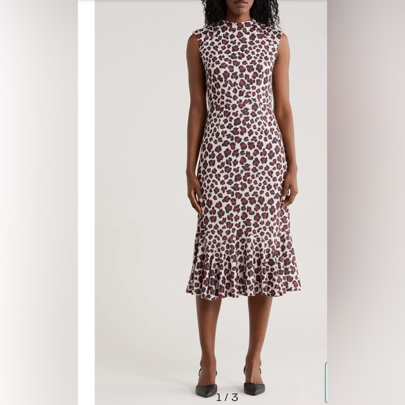 Hutch Dresses & Skirts - NWT Hutch White Midi Dress with Pink and Black Leopard Spots